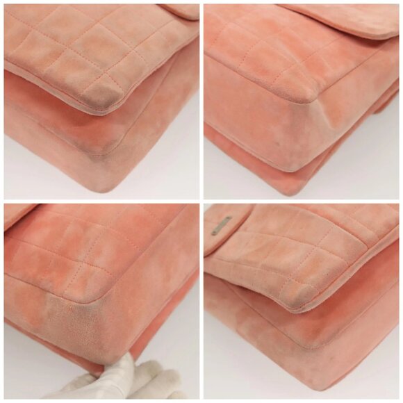 CHANEL Choco Bar Chain Shoulder Bag Suede Pink CC Auth 130967 - Picture 16 of 16